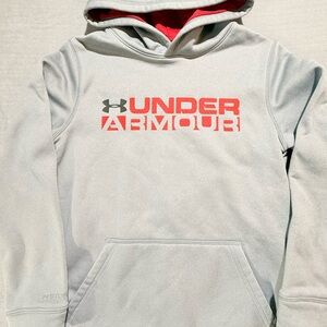 Under Armour Storm Light Gray Hoodie with Red Logo YMD Cold Wear